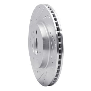 Hyundai Accent Brake Rotor (1) - Front Left - R1 Concepts - Drilled & Slotted - Silver - `12-`23